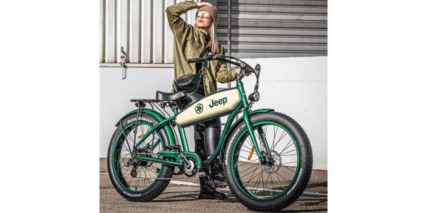 Jeep cruise bike with electric motor in retro look for off-road and for the city. Jeep cruise bike with electric motor in retro look for off-road and for the city.