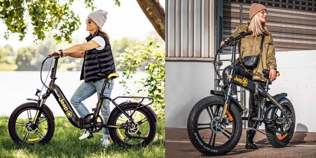 Two folding e-bikes from Jeep E-Bikes at Aldi Two folding e-bikes from Jeep E-Bikes at Aldi